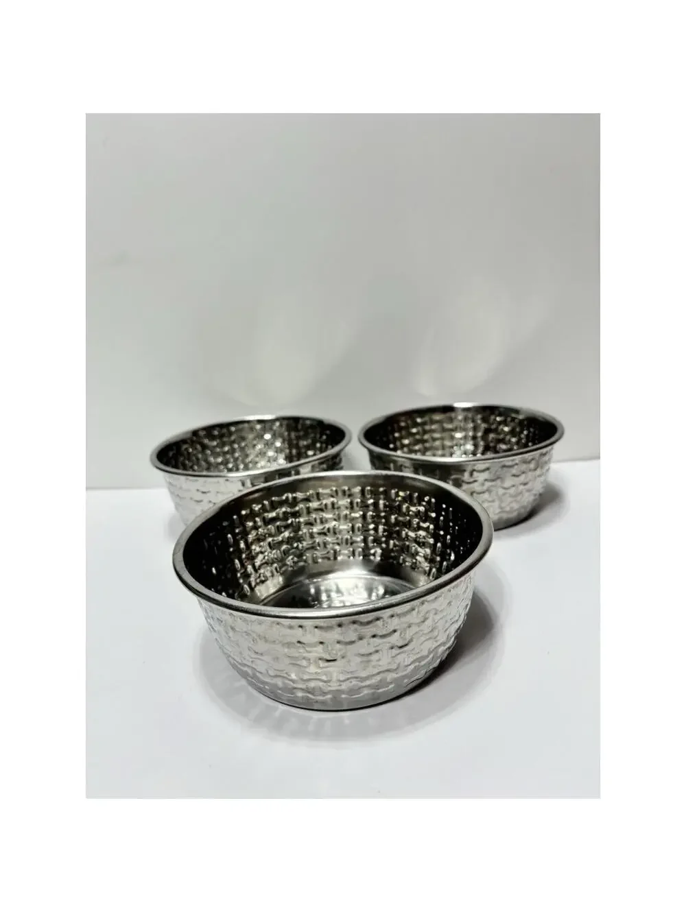 Dogit Silver Chrome Mini Bone Dog Bowls Set of 3 for Pets GUC As Is